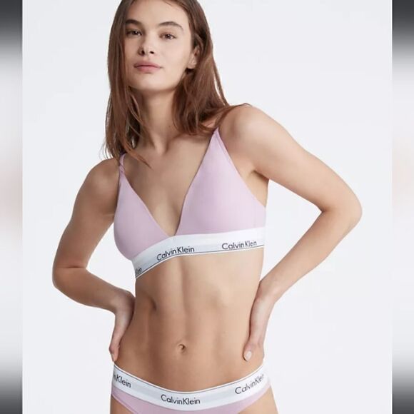 Calvin Klein Cotton Triangle Bra with Removable Pads Pink Sz XSMALL NWT - Picture 5 of 10